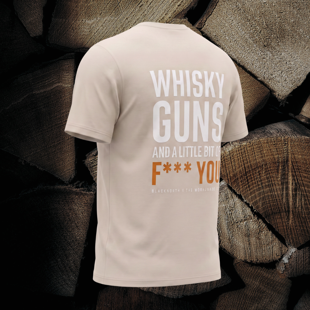T-Shirt Herren Beige & Whisky Brown – Whisky & Guns | Black North